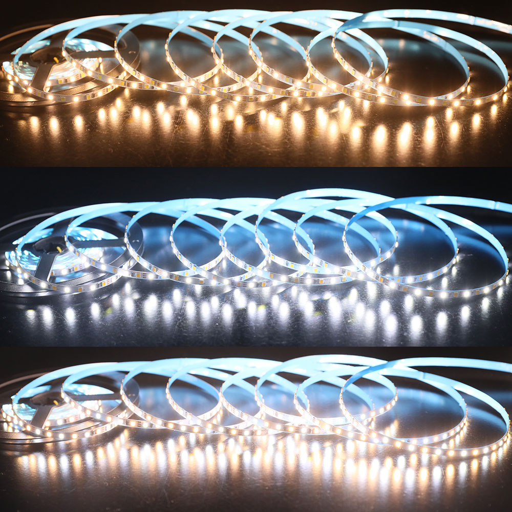 Narrow 12V SMD2835 CCT Soft White + Bright White Dimmable LED Strip Lights 120LEDs/m Narrow 12V SMD2835 CCT Soft White + Bright White Dimmable LED Strip Lights 120LEDs/m